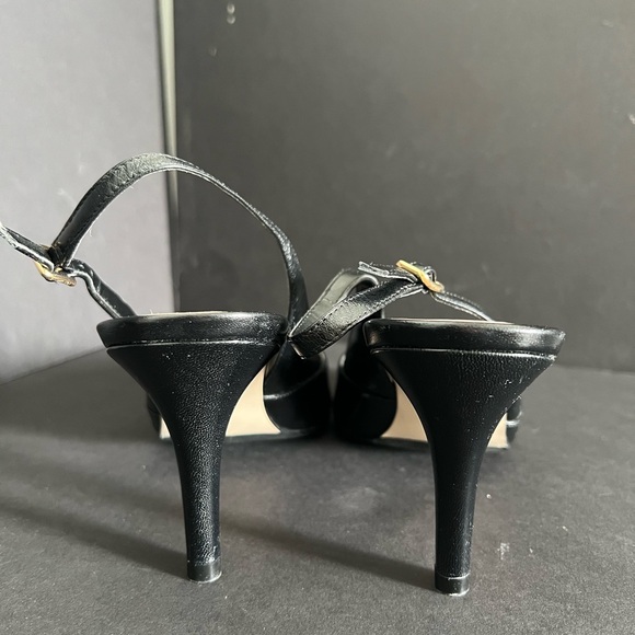 Cole Haan Black Leather Slingback Heels - Picture 6 of 9